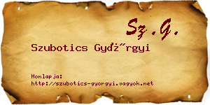 Szubotics Györgyi névjegykártya